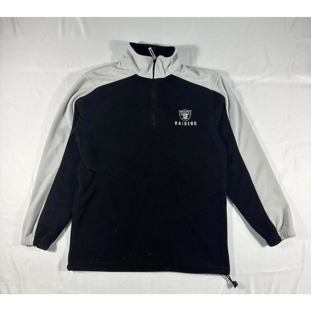 NFL Team Apparel Las Vegas Raiders Mock Neck 1/4 Zip Fleece Pullover Jacket Sz L